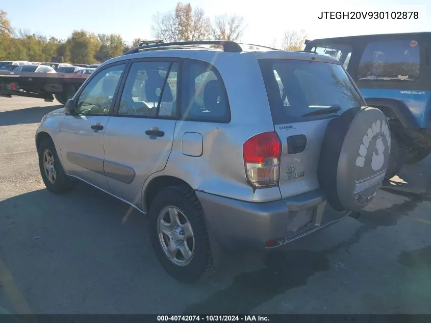 2003 Toyota Rav4 VIN: JTEGH20V930102878 Lot: 40742074