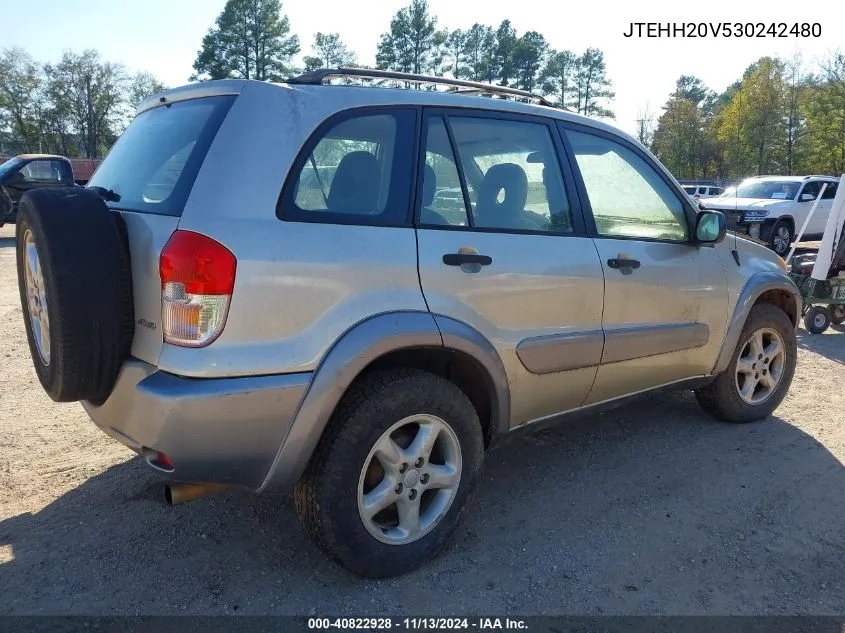 2003 Toyota Rav4 VIN: JTEHH20V530242480 Lot: 40822928