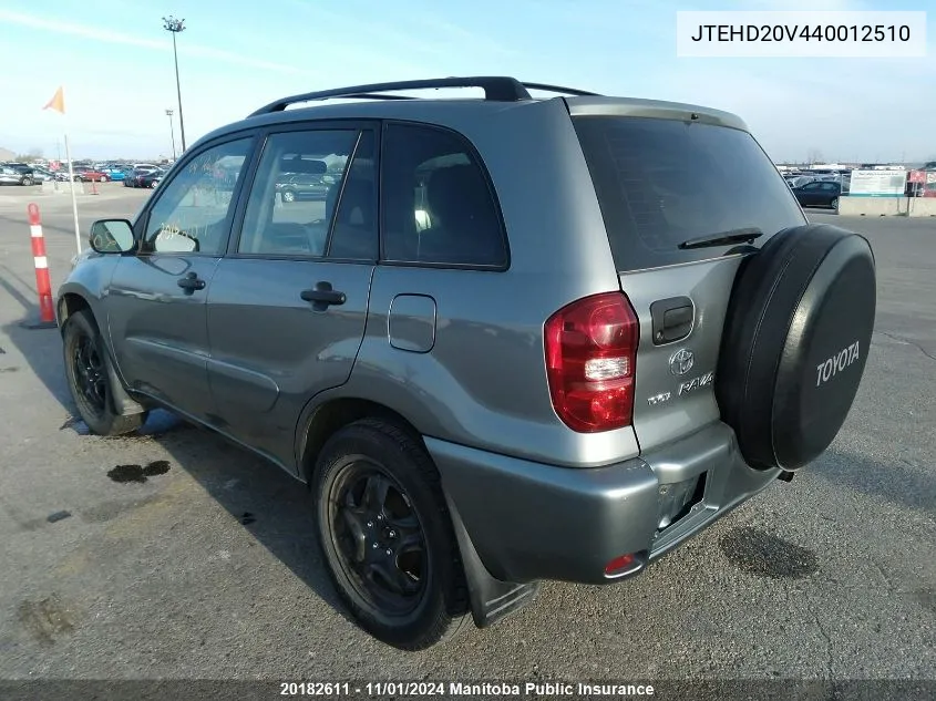 2004 Toyota Rav4 VIN: JTEHD20V440012510 Lot: 20182611