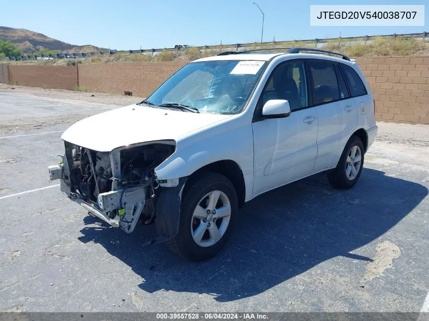 2004 Toyota Rav4 VIN: JTEGD20V540038707 Lot: 39557528