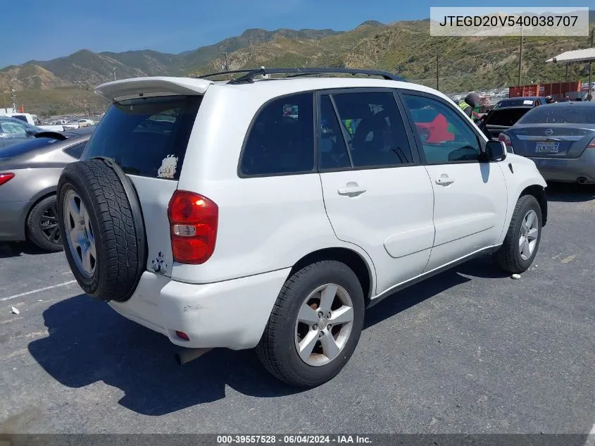 2004 Toyota Rav4 VIN: JTEGD20V540038707 Lot: 39557528