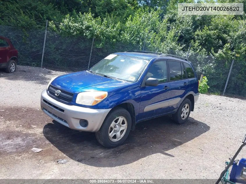 2004 Toyota Rav4 VIN: JTEHD20V140026820 Lot: 39594373