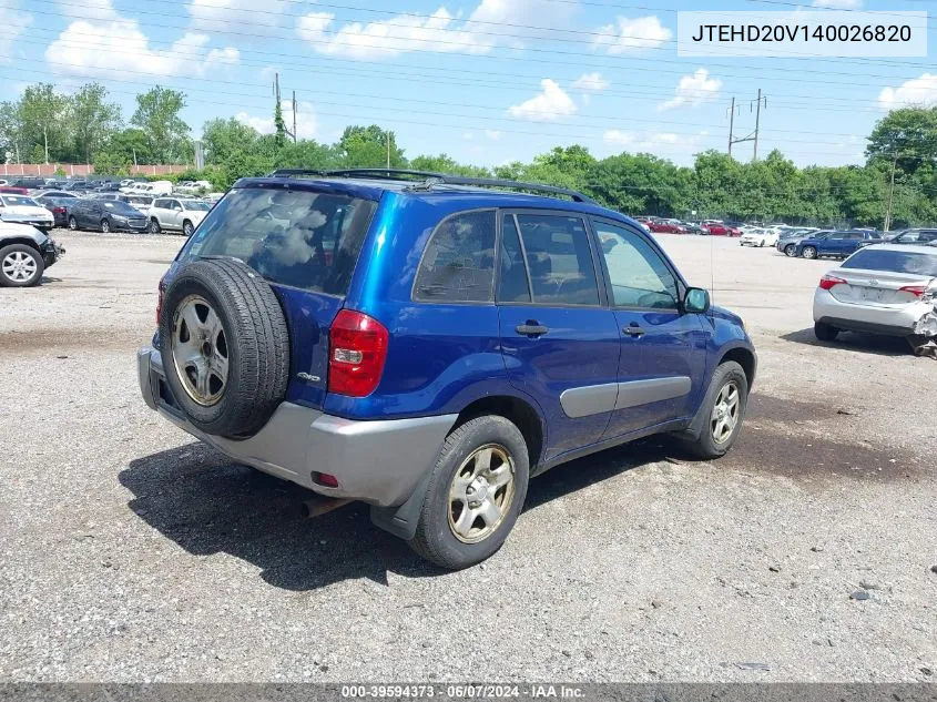 2004 Toyota Rav4 VIN: JTEHD20V140026820 Lot: 39594373