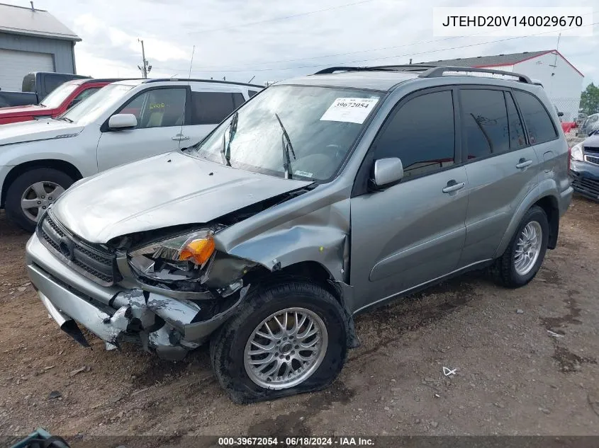 2004 Toyota Rav4 VIN: JTEHD20V140029670 Lot: 39672054