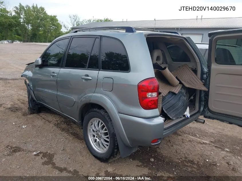 2004 Toyota Rav4 VIN: JTEHD20V140029670 Lot: 39672054