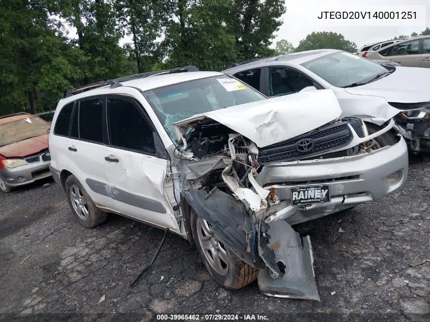 2004 Toyota Rav4 VIN: JTEGD20V140001251 Lot: 39965462