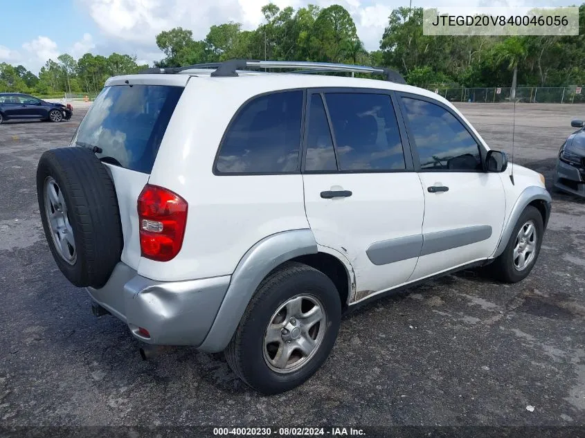 2004 Toyota Rav4 VIN: JTEGD20V840046056 Lot: 40020230