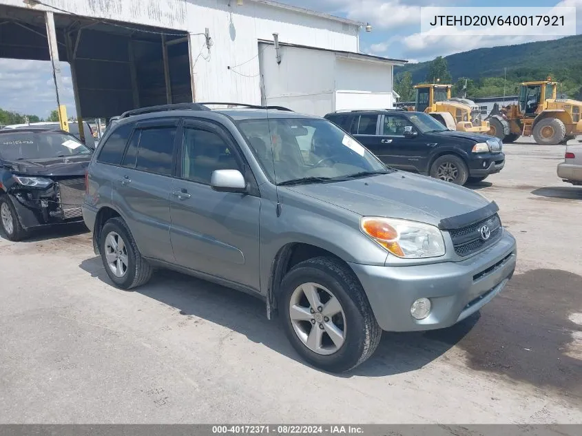 2004 Toyota Rav4 VIN: JTEHD20V640017921 Lot: 40172371