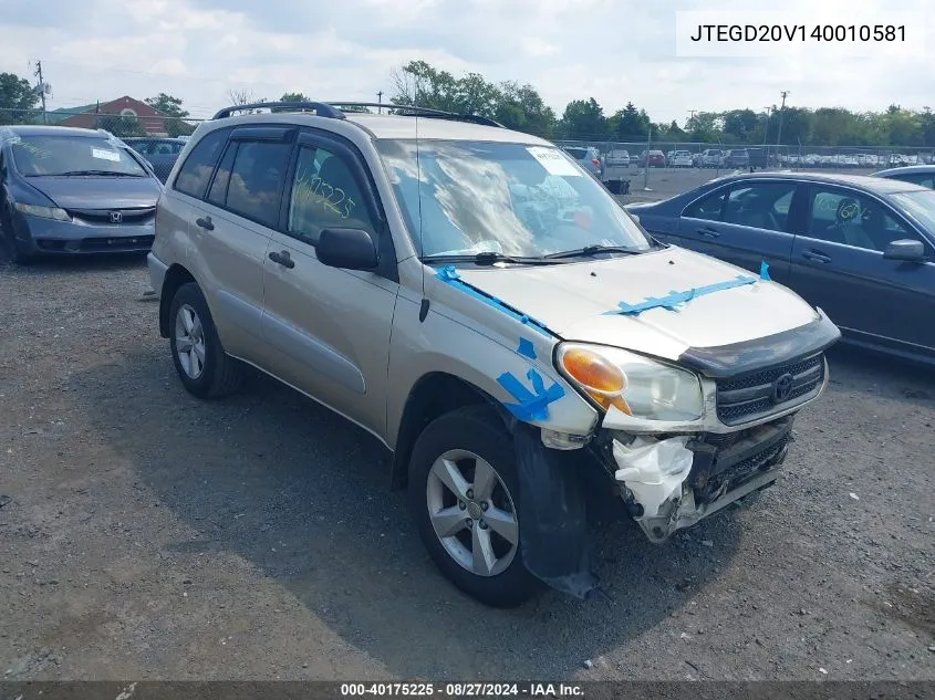 2004 Toyota Rav4 VIN: JTEGD20V140010581 Lot: 40175225