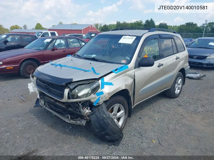 2004 Toyota Rav4 VIN: JTEGD20V140010581 Lot: 40175225