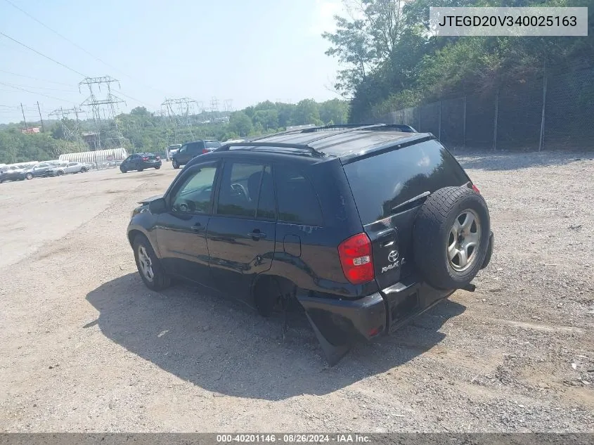 2004 Toyota Rav4 VIN: JTEGD20V340025163 Lot: 40201146