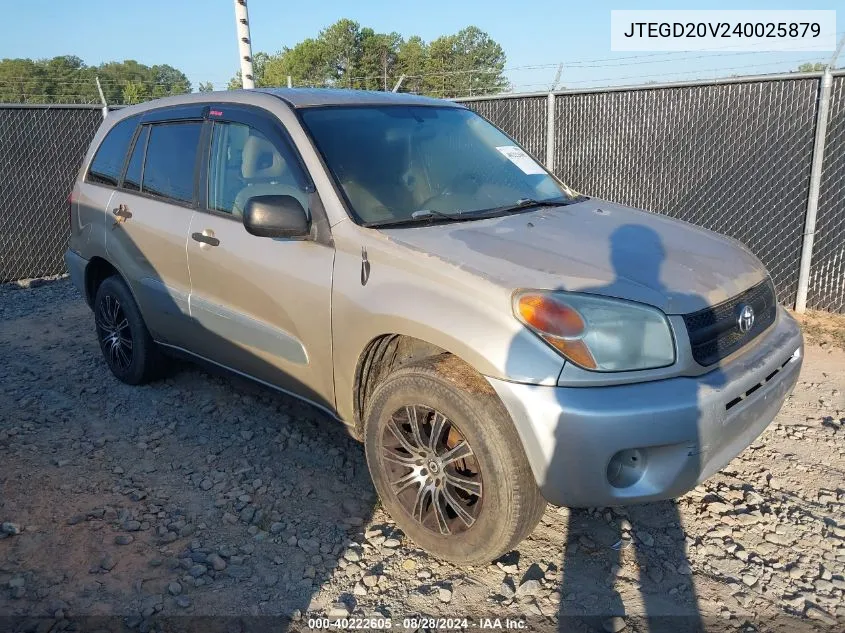 2004 Toyota Rav4 VIN: JTEGD20V240025879 Lot: 40222605