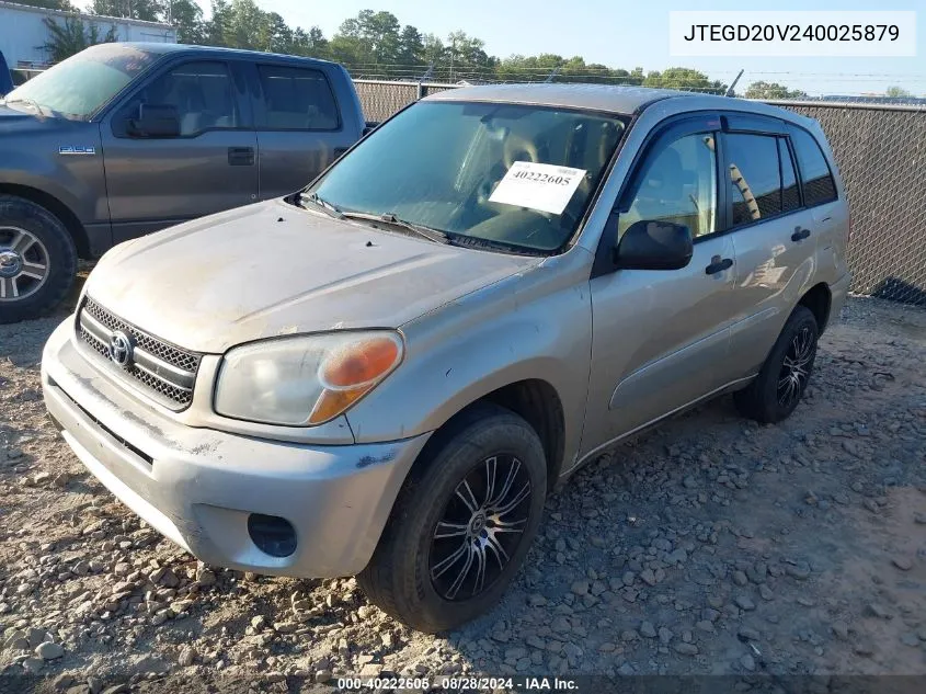 2004 Toyota Rav4 VIN: JTEGD20V240025879 Lot: 40222605