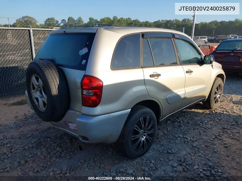 2004 Toyota Rav4 VIN: JTEGD20V240025879 Lot: 40222605