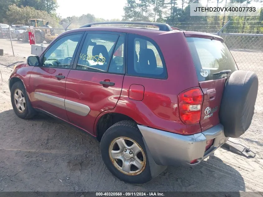 2004 Toyota Rav4 VIN: JTEHD20VX40007733 Lot: 40320568