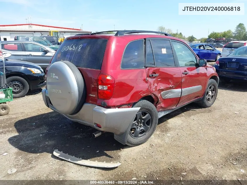 2004 Toyota Rav4 VIN: JTEHD20V240006818 Lot: 40336463