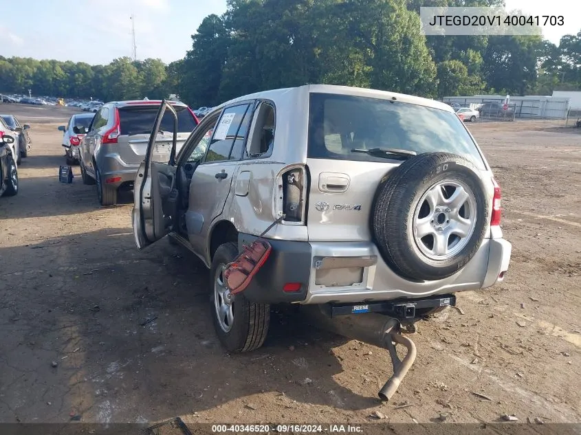 2004 Toyota Rav4 VIN: JTEGD20V140041703 Lot: 40346520