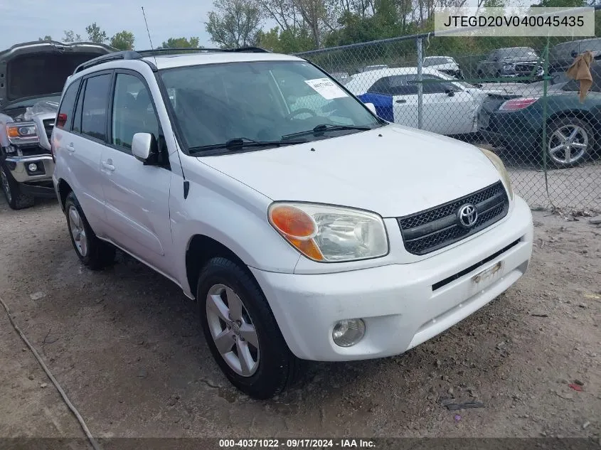 2004 Toyota Rav4 VIN: JTEGD20V040045435 Lot: 40371022