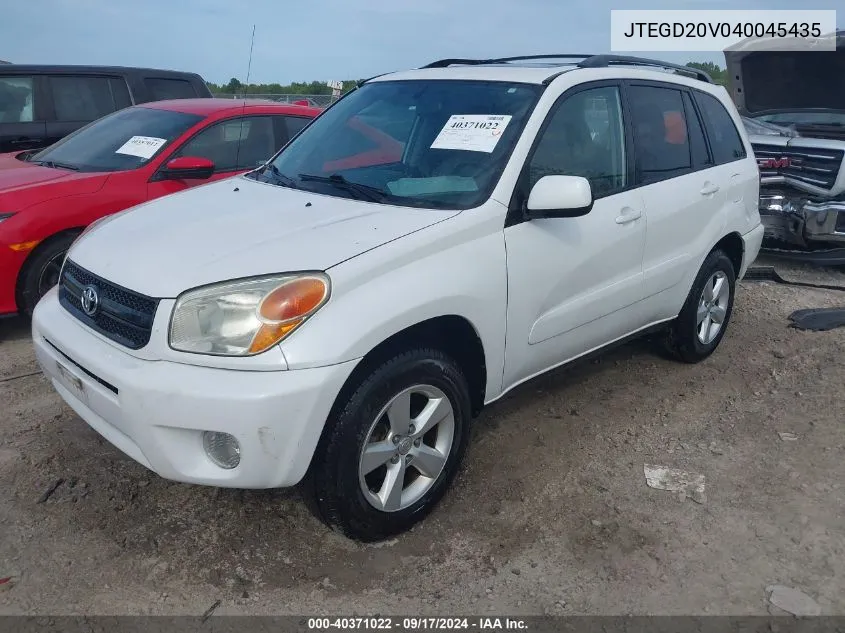 2004 Toyota Rav4 VIN: JTEGD20V040045435 Lot: 40371022