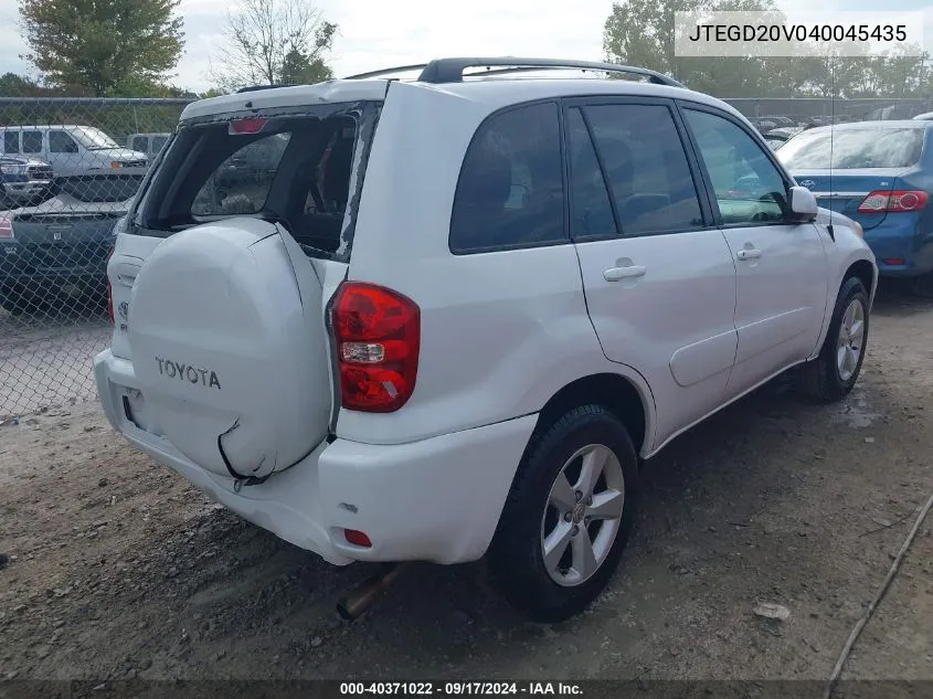 2004 Toyota Rav4 VIN: JTEGD20V040045435 Lot: 40371022