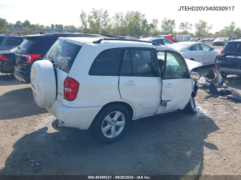 2004 Toyota Rav4 VIN: JTEHD20V340030917 Lot: 40399321