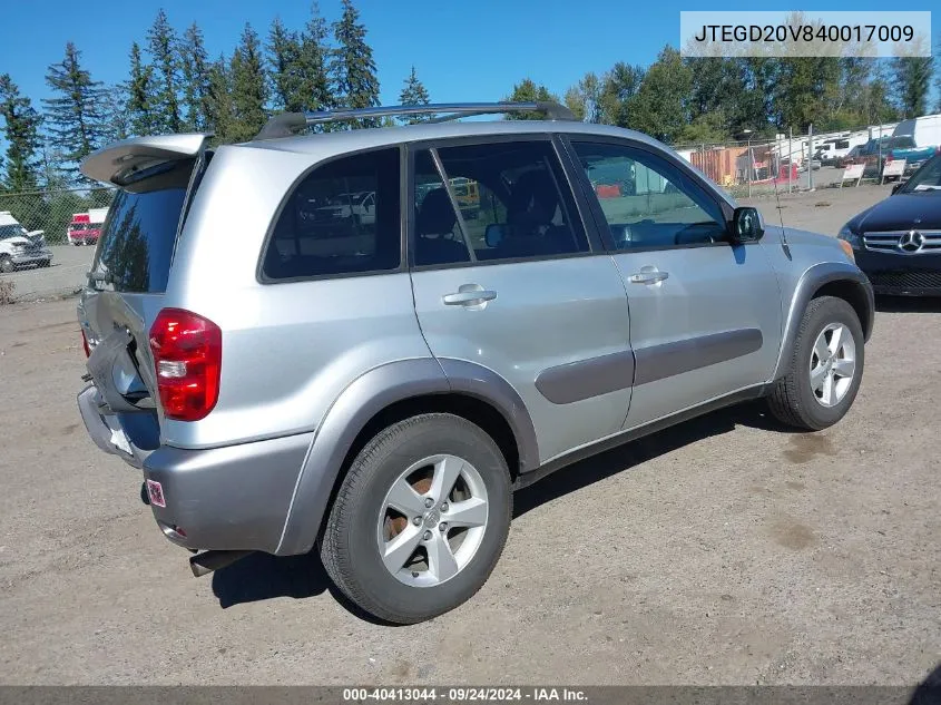 2004 Toyota Rav4 VIN: JTEGD20V840017009 Lot: 40413044