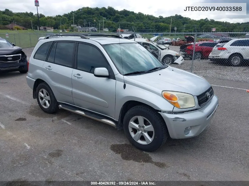 2004 Toyota Rav4 VIN: JTEGD20V940033588 Lot: 40426392