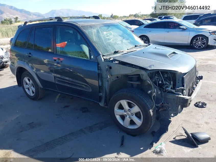 2004 Toyota Rav4 VIN: JTEHD20V946014492 Lot: 40455929