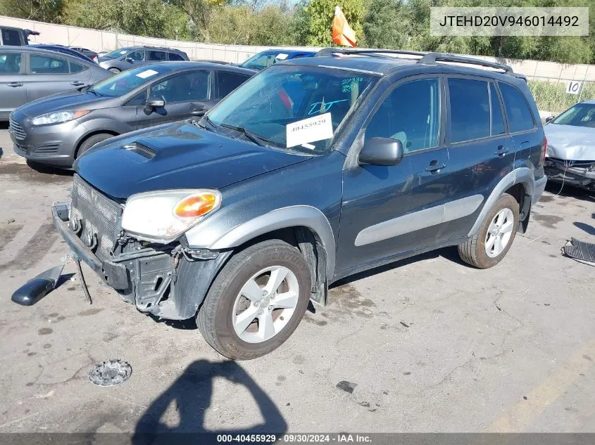 2004 Toyota Rav4 VIN: JTEHD20V946014492 Lot: 40455929