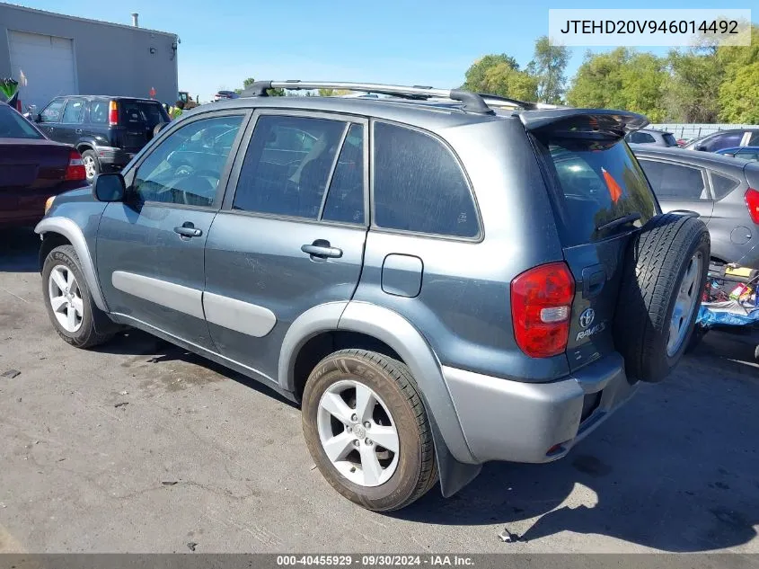 2004 Toyota Rav4 VIN: JTEHD20V946014492 Lot: 40455929