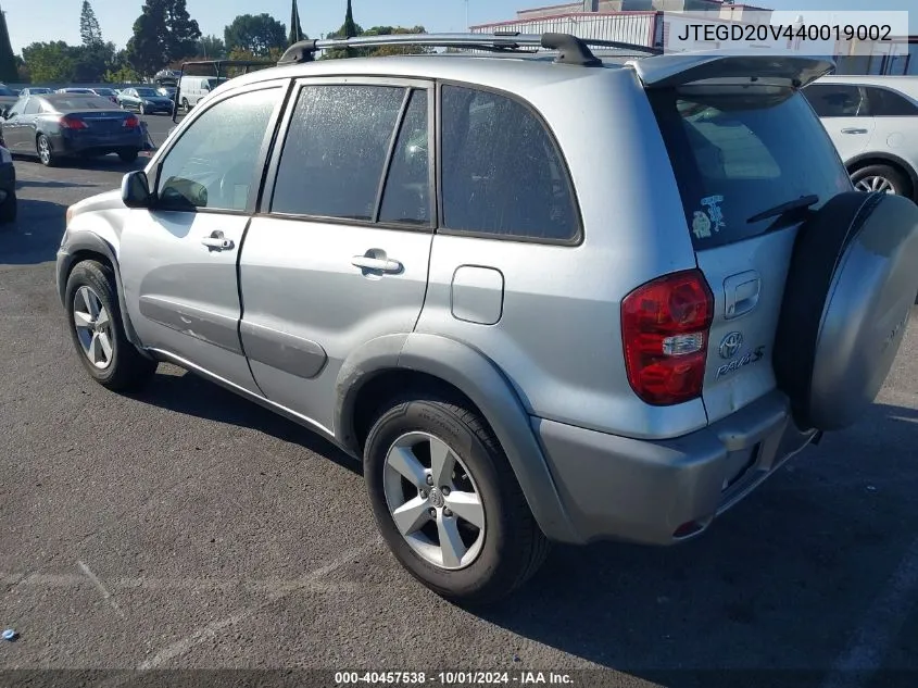 2004 Toyota Rav4 VIN: JTEGD20V440019002 Lot: 40457538