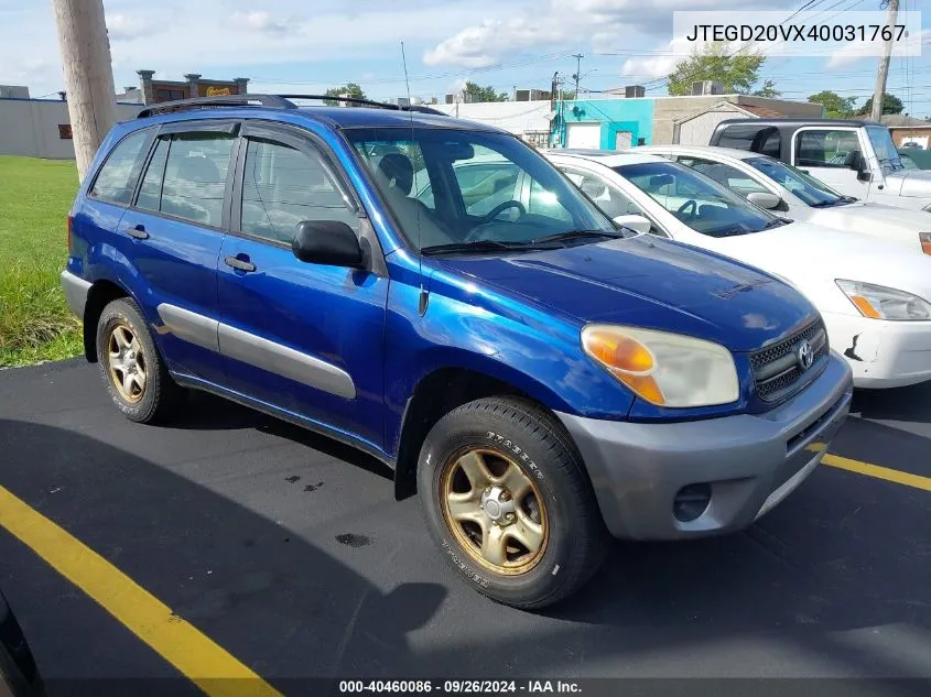 2004 Toyota Rav4 VIN: JTEGD20VX40031767 Lot: 40460086