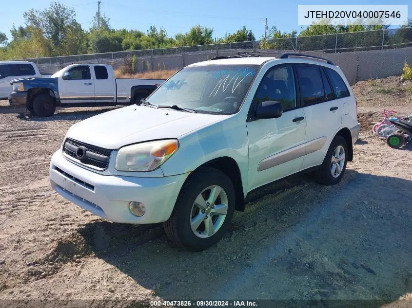 2004 Toyota Rav4 VIN: JTEHD20V040007546 Lot: 40473826