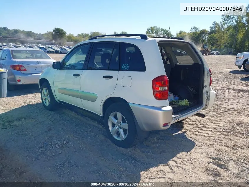 2004 Toyota Rav4 VIN: JTEHD20V040007546 Lot: 40473826