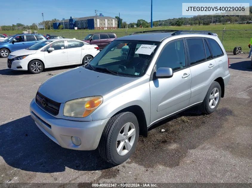 2004 Toyota Rav4 VIN: JTEGD20V540029005 Lot: 40502347