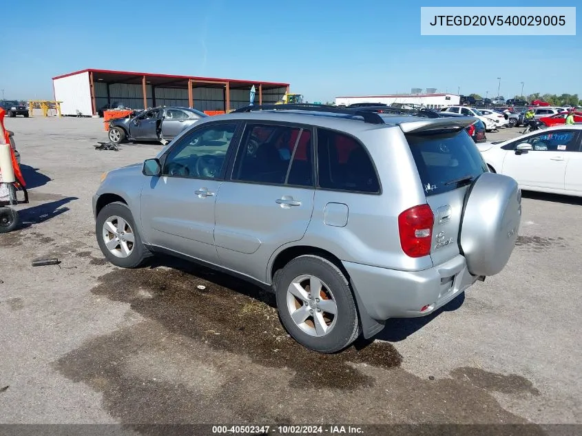 2004 Toyota Rav4 VIN: JTEGD20V540029005 Lot: 40502347