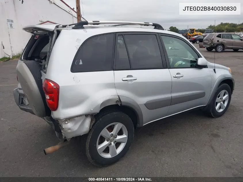 2004 Toyota Rav4 VIN: JTEGD2B840030830 Lot: 40541411