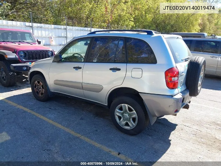 2004 Toyota Rav4 VIN: JTEGD20V140019474 Lot: 40570996