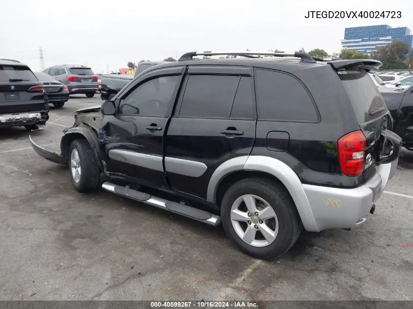 2004 Toyota Rav4 VIN: JTEGD20VX40024723 Lot: 40599267