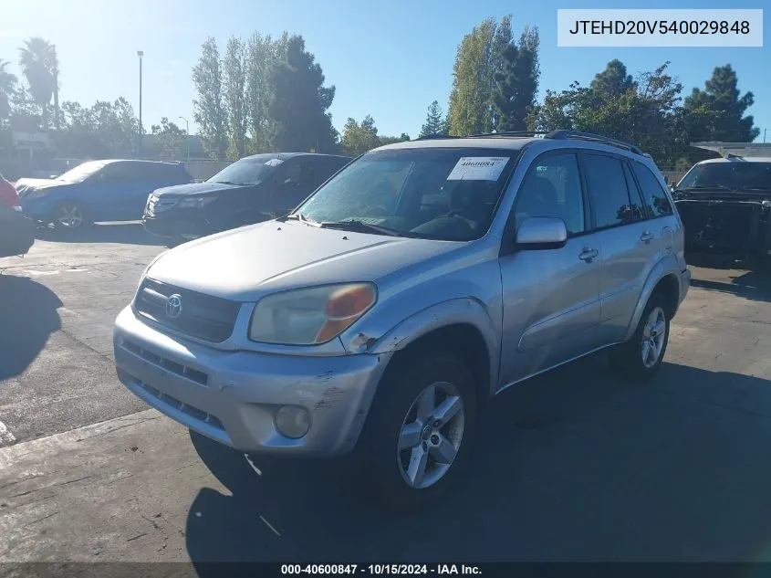 2004 Toyota Rav4 VIN: JTEHD20V540029848 Lot: 40600847