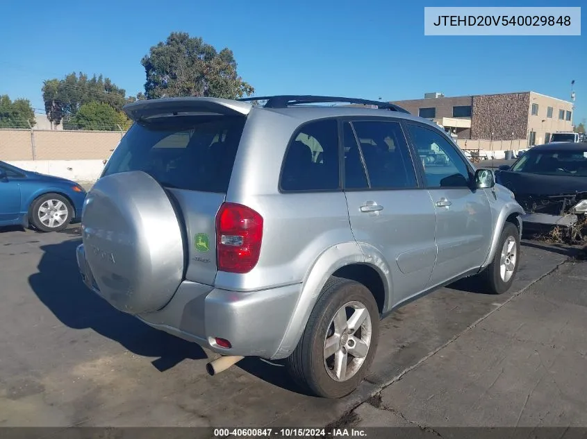 2004 Toyota Rav4 VIN: JTEHD20V540029848 Lot: 40600847