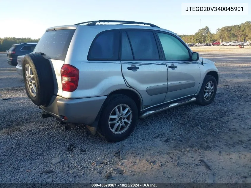 2004 Toyota Rav4 VIN: JTEGD20V340045901 Lot: 40670967