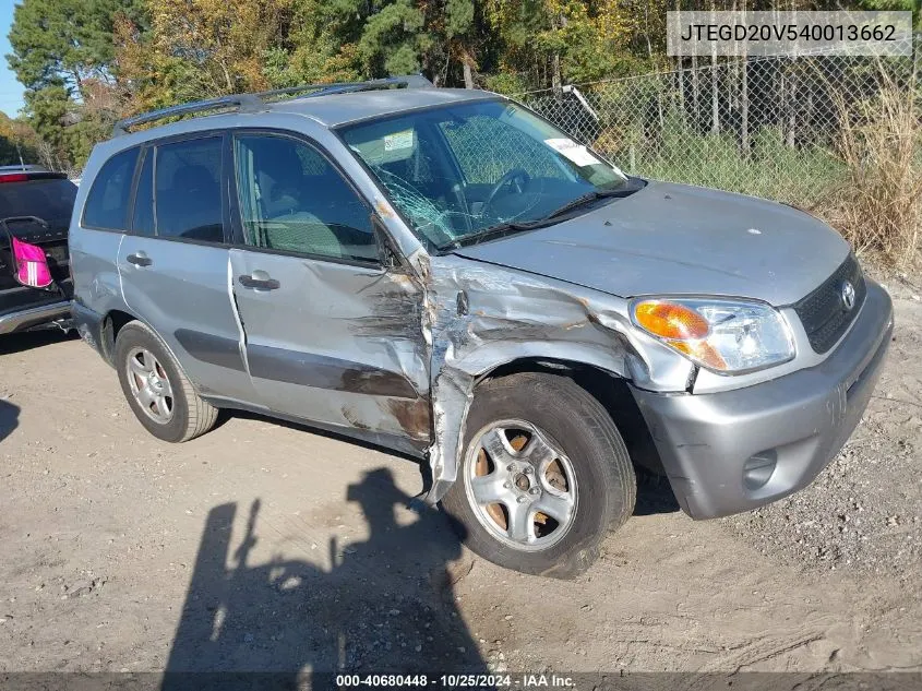 2004 Toyota Rav4 VIN: JTEGD20V540013662 Lot: 40680448