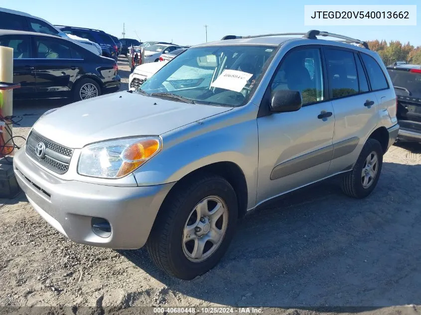 2004 Toyota Rav4 VIN: JTEGD20V540013662 Lot: 40680448