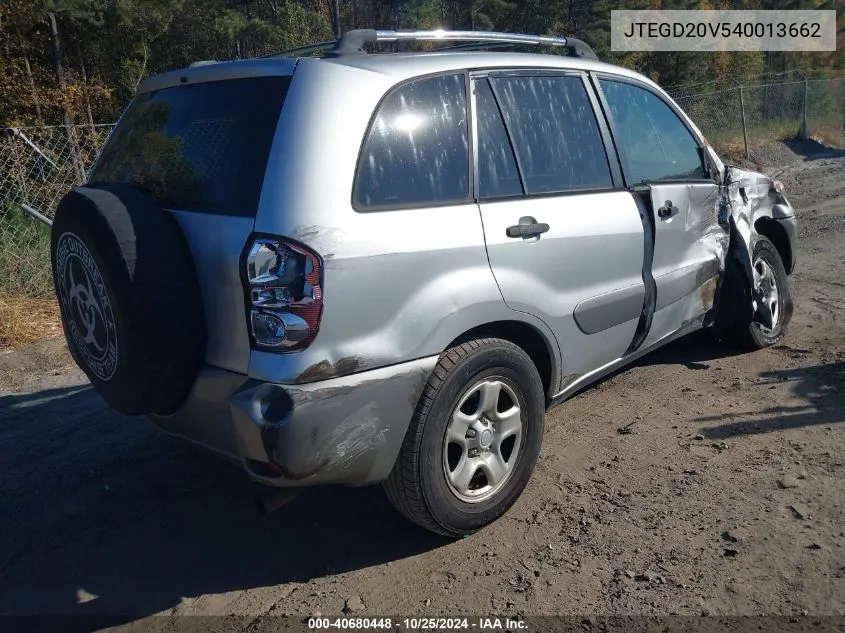 2004 Toyota Rav4 VIN: JTEGD20V540013662 Lot: 40680448