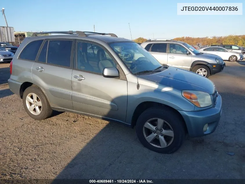 2004 Toyota Rav4 VIN: JTEGD20V440007836 Lot: 40689461