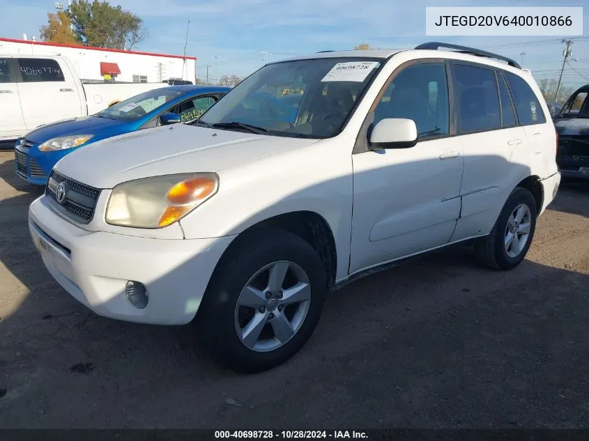 2004 Toyota Rav4 VIN: JTEGD20V640010866 Lot: 40698728