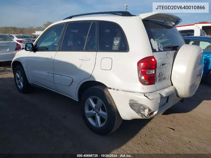 2004 Toyota Rav4 VIN: JTEGD20V640010866 Lot: 40698728