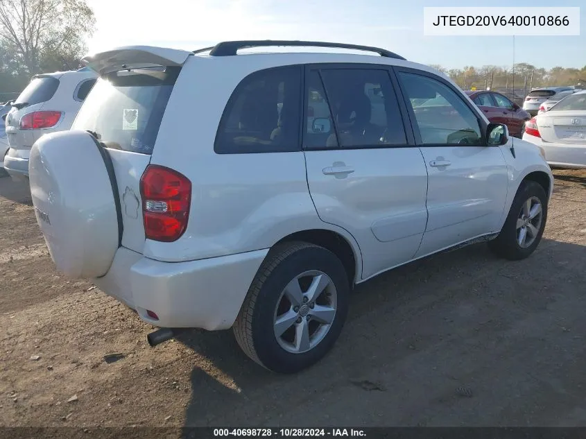 2004 Toyota Rav4 VIN: JTEGD20V640010866 Lot: 40698728