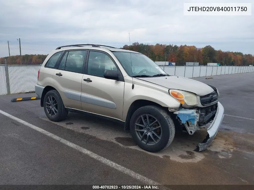 2004 Toyota Rav4 VIN: JTEHD20V840011750 Lot: 40702923